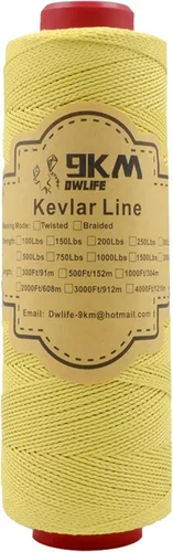 Miniatura 10 de 9KM DWLIFE Cordón trenzado de Kevlar, 45kg~907kg, alta resistencia a la tracción, resistente a la abrasión, retardante de llama, cuerda