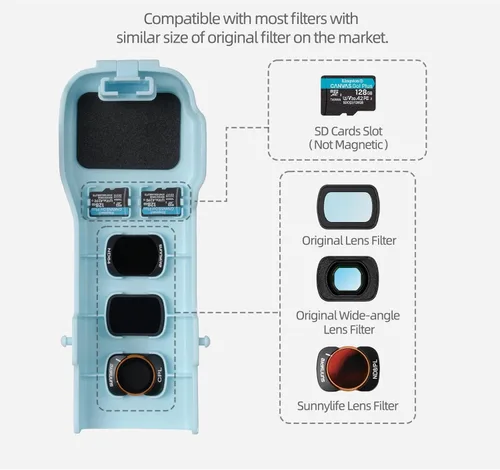 Miniatura 4 de Osmo Pocket 3 - Funda protectora con cordón, tapa de almacenamiento magnética para filtros y lente gran angular, cardán abatible y protector de Azul