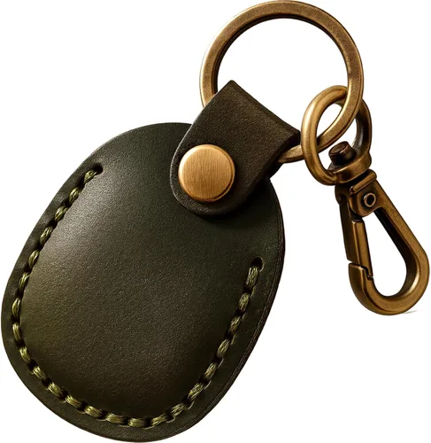 Miniatura 21 de Llavero de Airtag de cuero genuino, llavero portátil de Air tag con anillos para llaves, funda de cobertura oculta completa compatible con Airtag