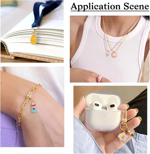Miniatura 7 de Craftdady Encantos colgantes esmaltados con dijes de alimentos, animales, flores, encantos bonitos, dijes de frutas de metal colorido, ornamento