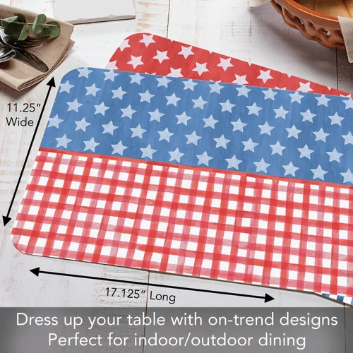 Miniatura 4 de CounterArt Americana Style - Juego de 4 manteles individuales reversibles de plástico flexible de fácil cuidado, fabricados en los Estados Unidos