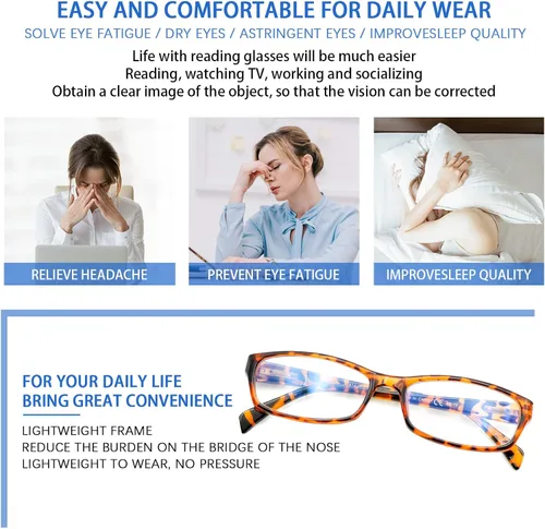 Miniatura 3 de Paquete de 5 gafas de lectura para computadora para hombres y mujeres, antifatiga, gafas con bloqueo de luz azul para la lectura (5 mix-4, 1.50)
