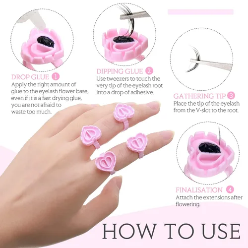 Miniatura 4 de Yaomiao 500 anillos de pegamento para extensiones de pestañas, desechables, anillos de pegamento para salones de belleza, soporte para vasos