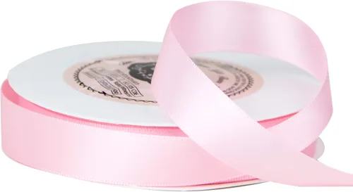Miniatura 6 de VATIN - Cinta de satén rosa perla de doble cara, 5/8" x 25 yardas continuas, cinta de poliéster rosa para uso en lazos, ramo, envoltura de regalos