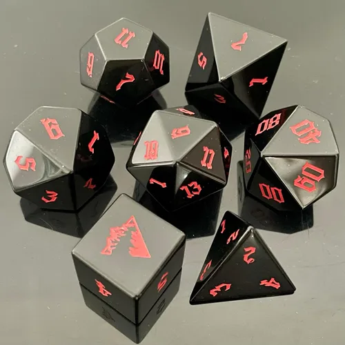 Miniatura 10 de Truewon Juego de dados de piedra de 7 dados hechos a mano para RPG DND hechos con piedras preciosas naturales.