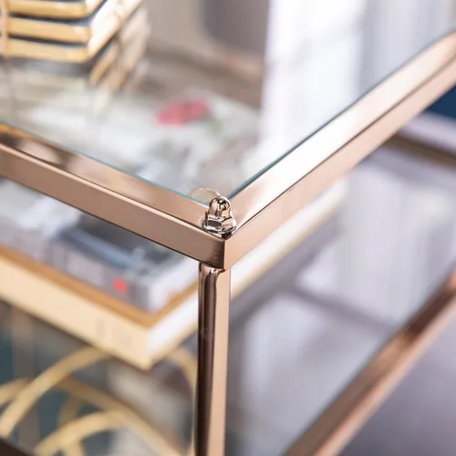 Miniatura 7 de SEI Furniture - Mesa auxiliar Knox - Cobre - Diseño de transición, metal y vidrio - Ideal para sala de estar, dormitorio (OC2204)