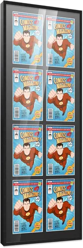 Miniatura 16 de Poster Palooza Marco de cómic con paspartú para 1 cómic de la Edad de Bronce publicado entre 1970 y 1985, marco de cómic negro para cómic de 7.25 x