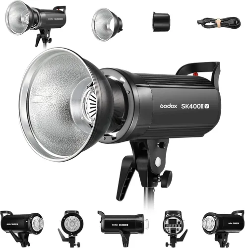 Miniatura 9 de Godox SK400II-V 400Ws Luz de Flash Estroboscópica para Estudio Fotográfico Monolight con Montura Bowens y Lámpara de Modelado LED de 10W