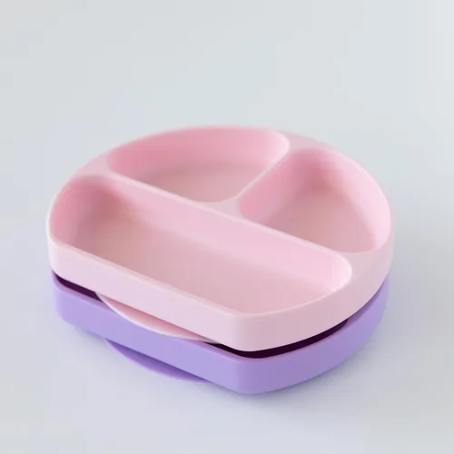 Miniatura 2 de Bumkins Plato de succión para niños pequeños y bebés, plato de agarre dividido de silicona para bebés y niños, destete LED para bebés, suministros