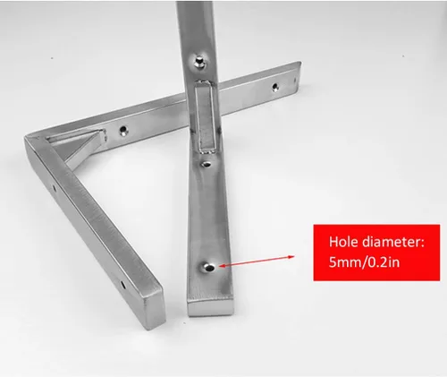 Miniatura 8 de Soportes triangulares de acero inoxidable para encimera de mármol grueso, 2 estilos, juego de 2 estantes de mesa de oficina resistentes para mesa