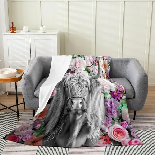 Erosebridal Highland - Manta de vaca de 40 x 50 pulgadas, diseño de rosas para niños, niñas, niños, adolescentes, adultos, animales salvajes