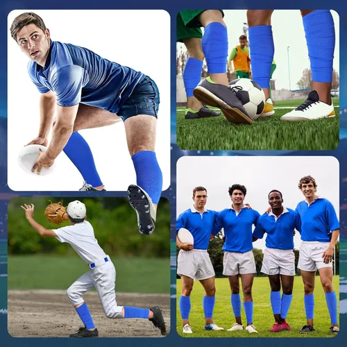 Miniatura 4 de Panitay 4 pares de mangas de pierna para acompañar calcetines de compresión de pantorrilla para fútbol, fútbol, baloncesto, combina con tu