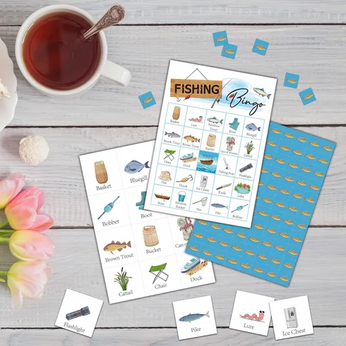 Miniatura 3 de Juego de bingo de pesca - Tarjeta de bingo de pesca Let's Go - Juego de 24 jugadores para actividades en interiores y exteriores - Fiesta