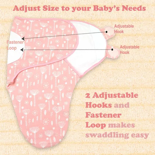 Miniatura 8 de Mantas para envolver para recién nacidos – Juego de 3 mantas para bebés de 0-3 meses – Saco de dormir ajustable – Bufanda suave de algodón orgánico