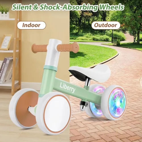 Miniatura 7 de Liberry Bicicleta de equilibrio para bebés con ruedas iluminadas de 1, 2, 3 años, sin pedales, 4 ruedas de silencio, primer juguete de equitación