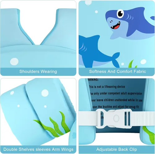 Miniatura 5 de DOOHALO Flotadores de natación para niños de 28 a 70 libras, chaleco flotante de hombro para niños de 2 a 8 años de edad, para niños y niñas, bebés
