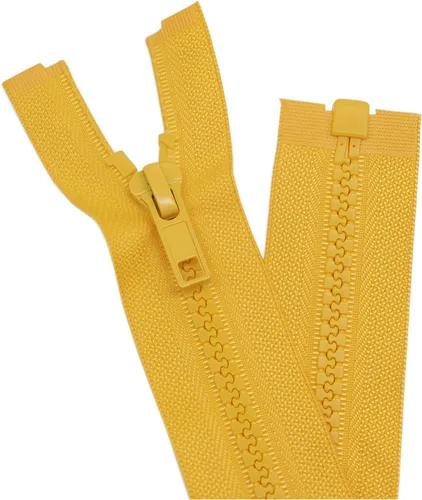YaHoGa 2 piezas cremalleras separadoras #5 de 30 pulgadas para coser abrigos y chaquetas, cremalleras de plástico moldeado amarillo a granel (30"