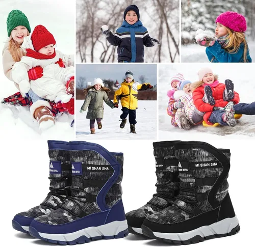 Miniatura 7 de Mishansha - Botas de nieve para niñas, niños niños pequeños niños grandes invierno, cálidas, impermeables, antideslizantes, anti colisión, corte
