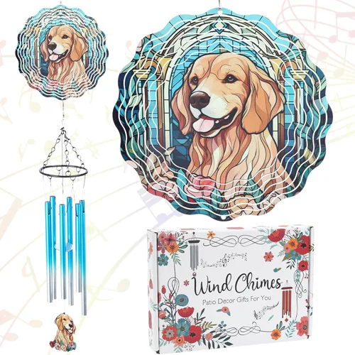 Miniatura 10 de Cardinal Gifts - Campanillas de viento de metal con molinillos de viento 3D para exteriores, jardín, patio, césped, patio, balcón, decoración