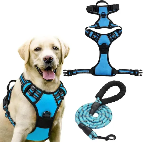 Miniatura 6 de Dog Harness, No Pull Large, Release on Neck, Front Back Clips Dog Vest Harness Reflective Adjustable Padded,for Outdoor Walking Training(L,Black)