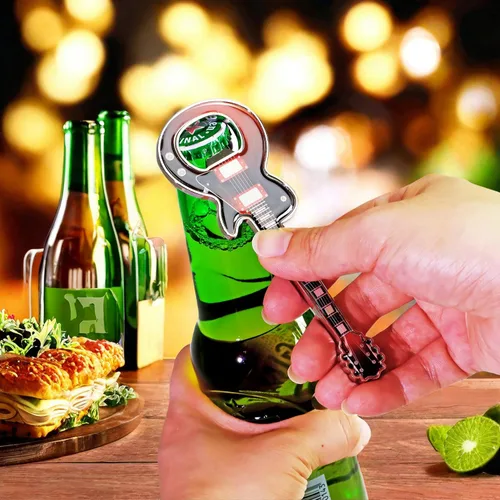 Miniatura 7 de 1 pieza/set abridor de botellas de cerveza, abridores de botellas de cerveza con forma de guitarra, regalo de guitarra, gadgets de cocina para Negro