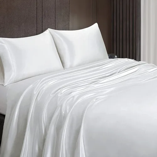 Miniatura 6 de Homiest Sábana Plana de Satén Blanco - Ropa de Cama de Colchón Full de Lujo y Ultra Suave