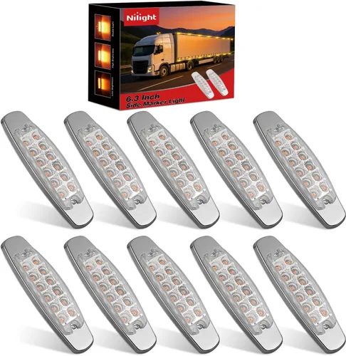 Miniatura 15 de Nilight 10 luces LED rojas de 3.8 pulgadas con 6 luces LED indicadoras laterales delanteras y traseras para 12 V, camión, remolque, caravana, Rojo