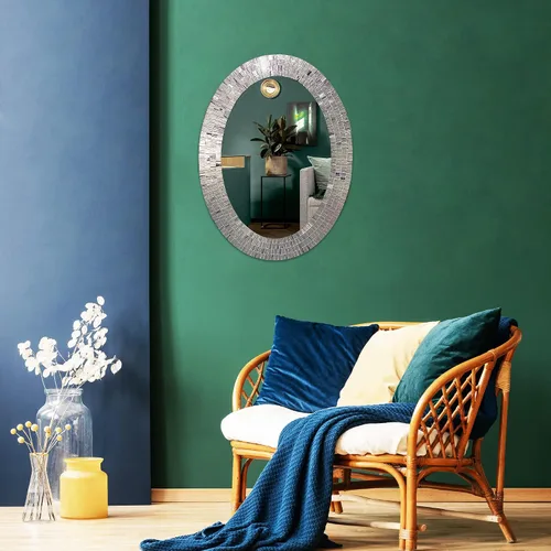 Miniatura 5 de Espejo decorativo tradicional de mosaico – 32 x 24 pulgadas de forma ovalada colgante azul espejo de pared