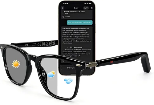Miniatura 10 de Lentes de traducción Bluetooth inalámbricos inteligentes AI para hombres/mujeres con altavoces/Bluetooth y más de 140 idiomas traducción