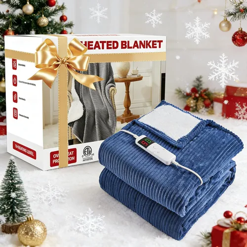 Miniatura 10 de Manta eléctrica térmica de 50 x 60 pulgadas, manta térmica suave, cálida y gruesa para invierno frío, temporizador de 5 posiciones y 10 ajustes