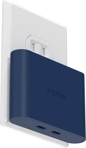 Miniatura 8 de iHome Cargador USB-C multipuerto de 40 W, bloque plano de 2 puertos AC Pro, adaptador de pared de carga rápida dual