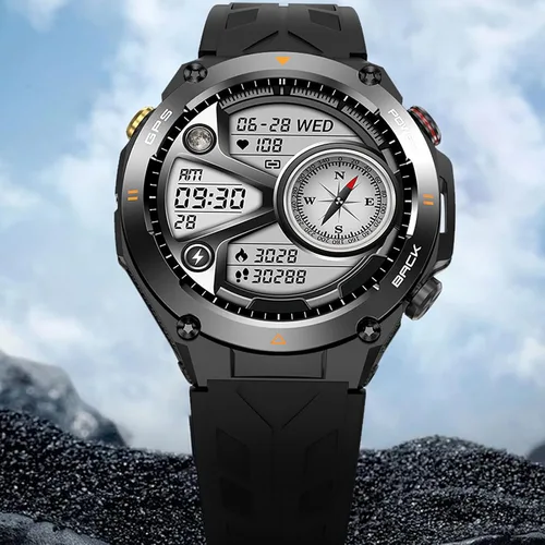 Miniatura 8 de Yihou ABC - Reloj inteligente de seguimiento GPS para hombre, senderismo, correr, resistente, militar, con marca/respuesta de llamada, brújula
