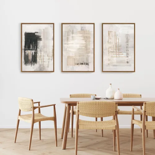 Miniatura 4 de HPINUB - Lienzo decorativo abstracto moderno para pared, juego de 3 impresiones artísticas enmarcadas, pintura de pared grande en blanco y negro, 16