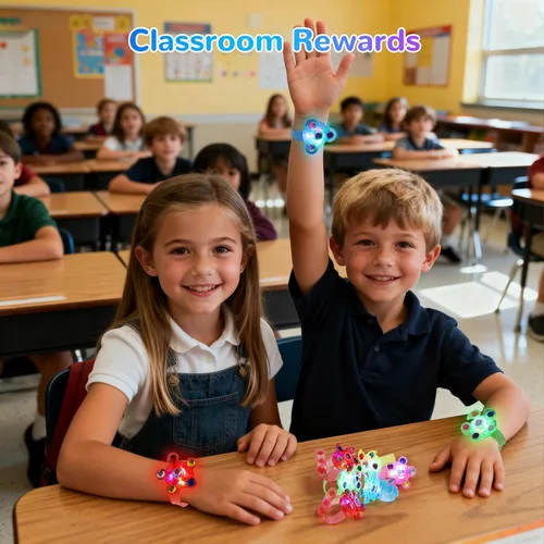 Miniatura 4 de SCIONE Paquete de 24 pulseras giratorias con luz LED, que brillan en la oscuridad, recuerdos de fiesta para niños de 4 a 8 a 12, juguetes de caja