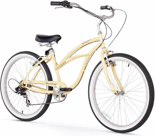 Miniatura 14 de Sixthreezero Urban Lady Beach Cruiser - Bicicleta híbrida de 3 velocidades para mujer Verde militar con llantas rosadas con asiento negro/puños