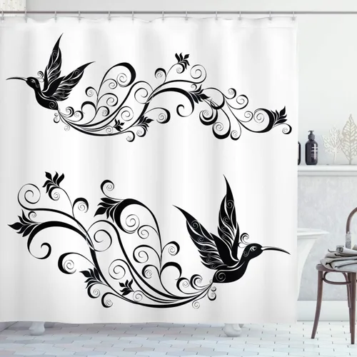 Miniatura 95 de set de cortina para baño decorativa de tela de poliéster con ganchos