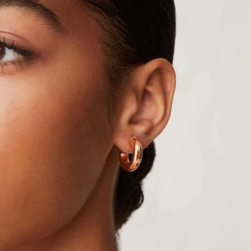 Miniatura 2 de PAVOI 14K Gold Plated Lightweight Chunky Open Hoops Gold Hoop Earrings for Women