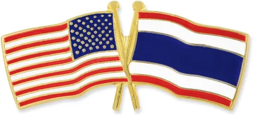Miniatura 152 de PinMart Pin de solapa esmaltado con bandera de la amistad cruzada de Estados Unidos y el mundo