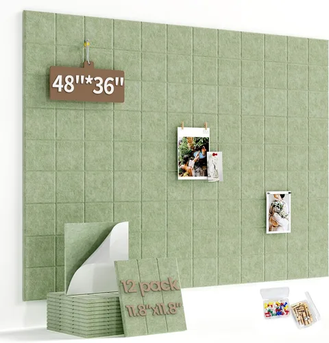 Miniatura 34 de Pizarra de corcho grande para paredes con 30 pasadores, 11.8 x 11.8 pulgadas, paquete de 6 tablones de anuncios para oficina en casa, cocina, tablón
