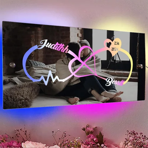 Miniatura 18 de Espejo de barra de nombre LED personalizado, letreros de neón iluminados para decoración de pared para bar en casa, día de San Valentín y regalos