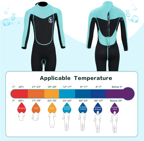 Miniatura 3 de Kid Wetsuit Neoprene Boys Girls 3mm Full Wet Suit, 2mm Shorty Toddles Thermal Swimsuit, Children Back Zipper Cold Water Warmth for Swimming Kayaking