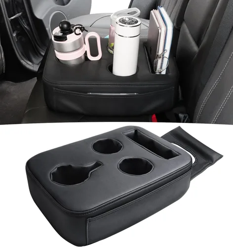 Miniatura 11 de Portavasos de Coche Mejorado con Correas de Seguridad Duales, Portavasos para Asiento Trasero de Coche, Portavasos de Camión de Cuero PU