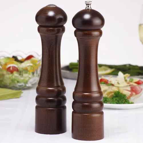 Miniatura 2 de Chef Specialties Juego de molinillo de pimienta imperial y salero de 10 pulgadas, color nogal, fabricado en Estados Unidos Nuez