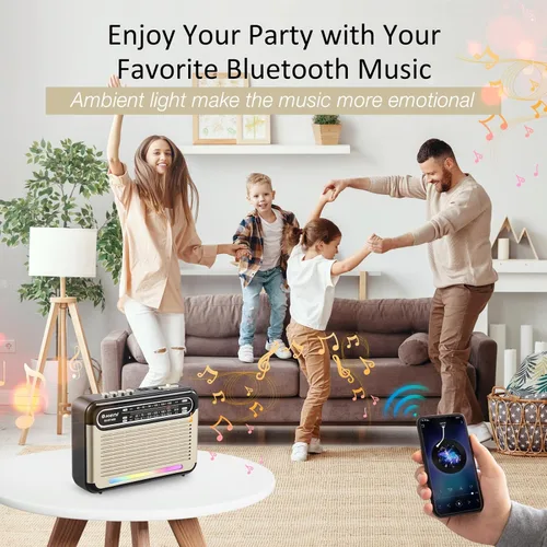 Miniatura 7 de G Keni Radio solar portátil AM FM SW con batería recargable, radio Bluetooth de onda corta, recepción fuerte, entrada de tarjeta USB/TF, panel