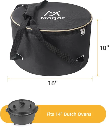 Miniatura 4 de Morjor Bolsa para horno holandés de 14 pulgadas, bolsa de transporte con correas cruzadas interiores adicionales y 2 bolsillos