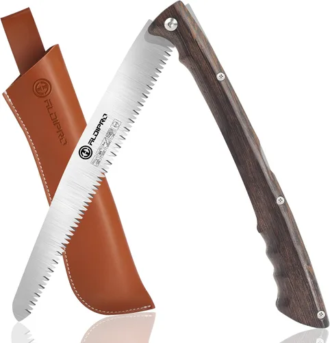 Miniatura 9 de ALDIPRO Sierra de mano plegable de 7 pulgadas con mango de madera de wengué auténtica y funda de cuero marrón de alta calidad, sierra de podar