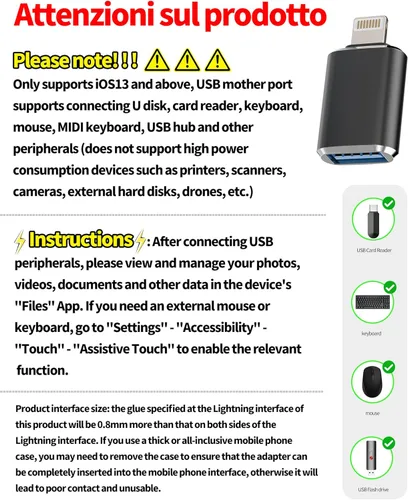 Miniatura 2 de Cable Lightning macho a USB 3.0 hembra OTG para iPhone 12 11 Xr X XS 8 7 Plus Max compatible con iPad Air Pro Mini, compatible con lector de Paquete
