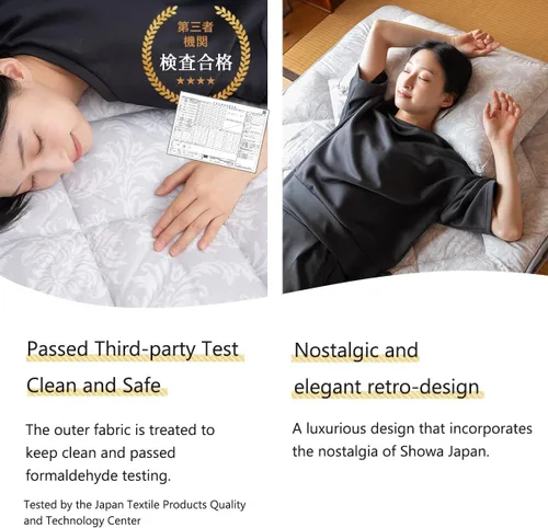 Miniatura 6 de EMOOR Colchón de futón acolchado japonés DONSU Queen gris claro, patrón tradicional plegable piso cama de invitados Tatami