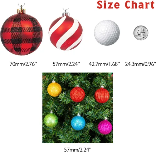 Miniatura 6 de Every Day is Christmas - Juego de adornos de Navidad de 50 unidades de 2.24 pulgadas (57 mm), juego de adornos inastillables para el árbol de Lilac