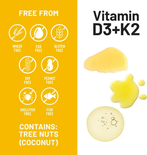 Miniatura 8 de NatureWise Vitamina vegana D3 + K2 con aceite orgánico de coco MCT – D3 orgánico 5000IU + K2 natural 100mcg – Soporte óseo de alta absorción – Sin